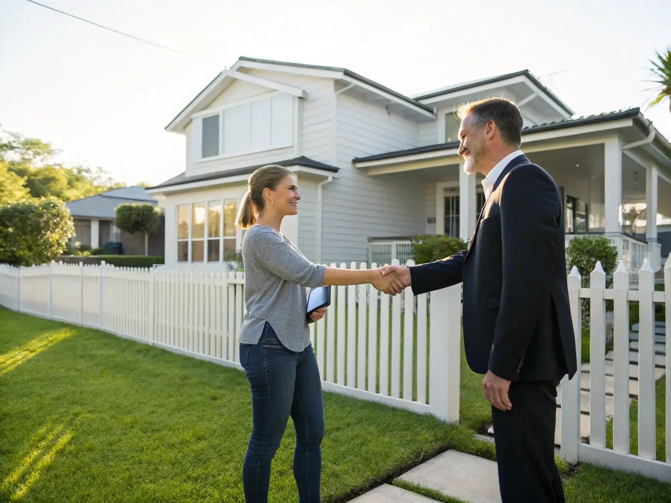 A close-up shot of a handshake between a mortgage officer and a new homeowner, symbolizing trust and partnership in the mortgage process.