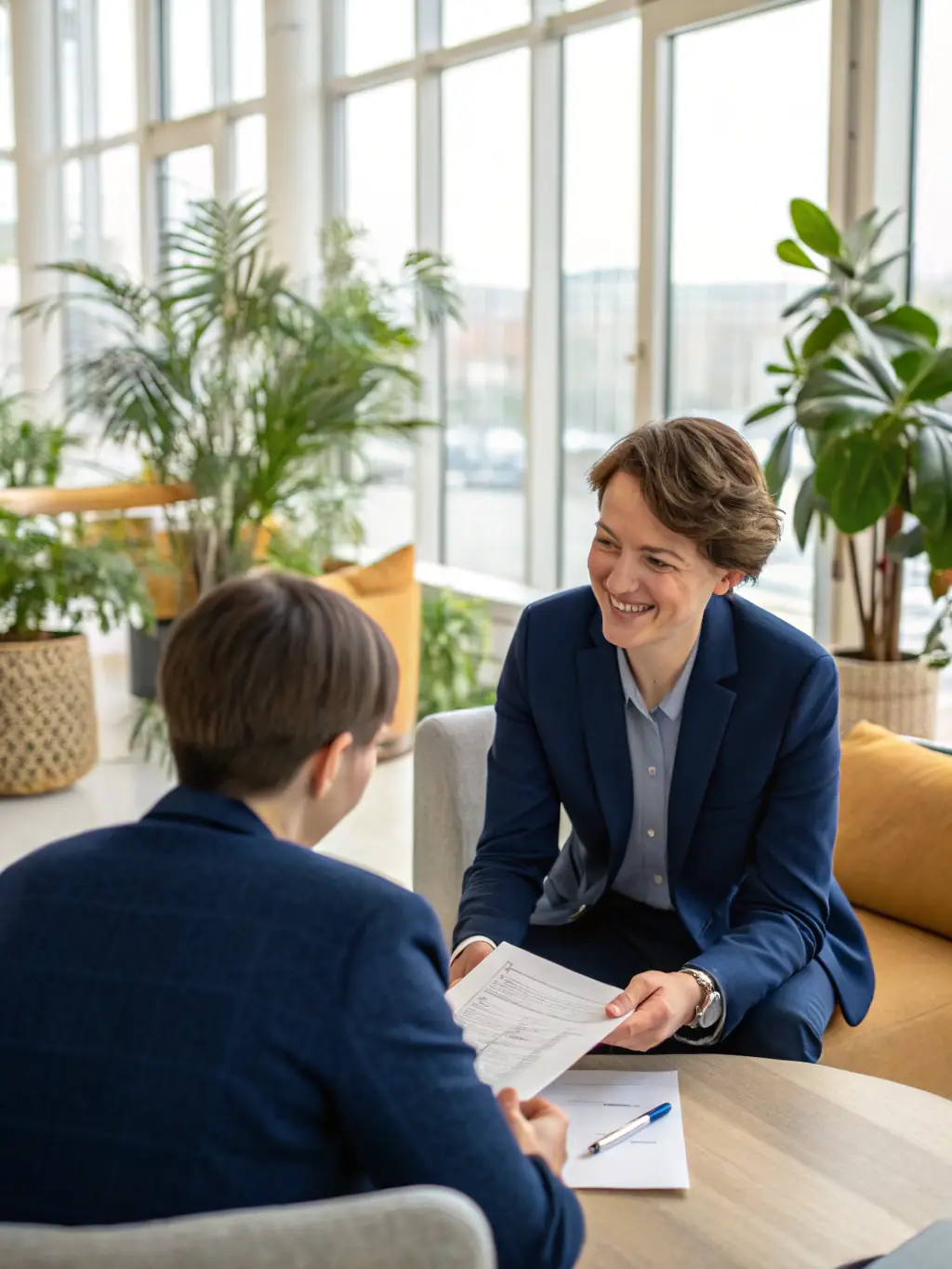 A loan officer reviewing financial documents with a client at a desk, emphasizing the importance of document preparation.